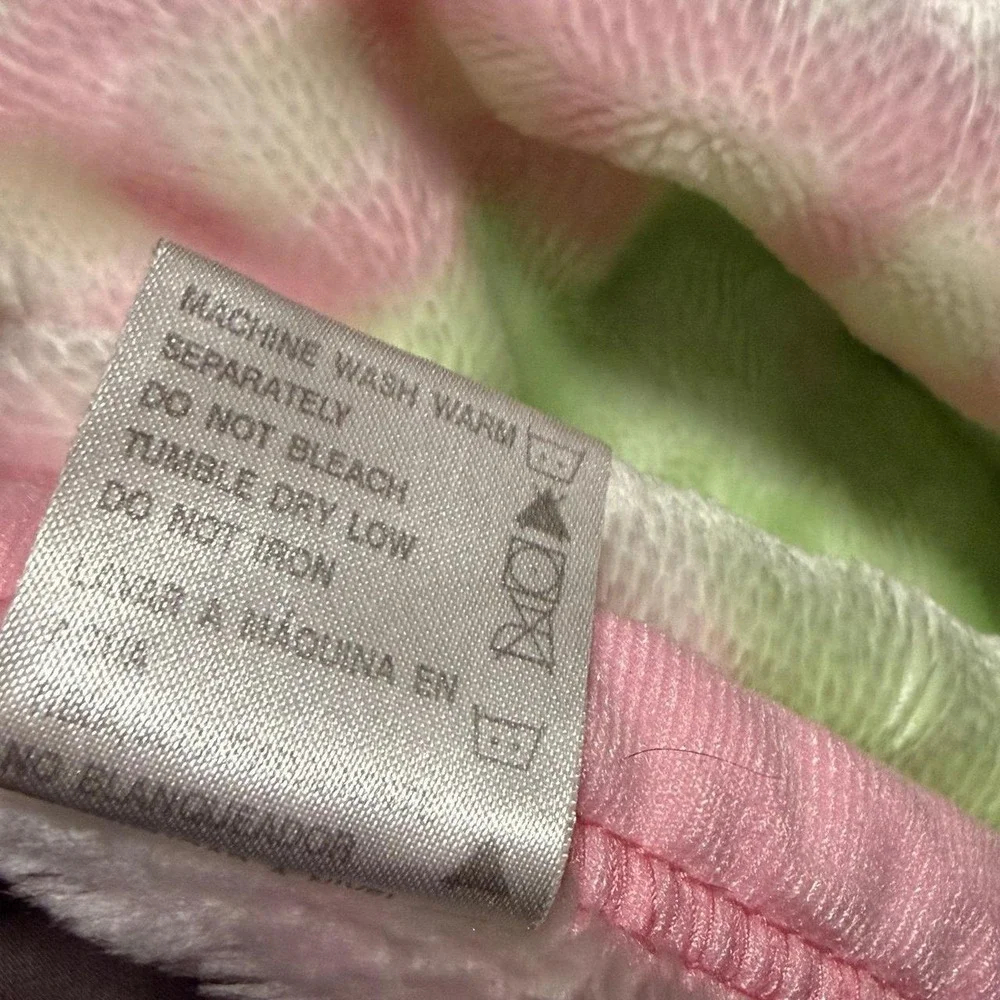 Vintage Baby Girl Plush Blanket Pink Green Butterfly Bee Floral Y2K Nursery